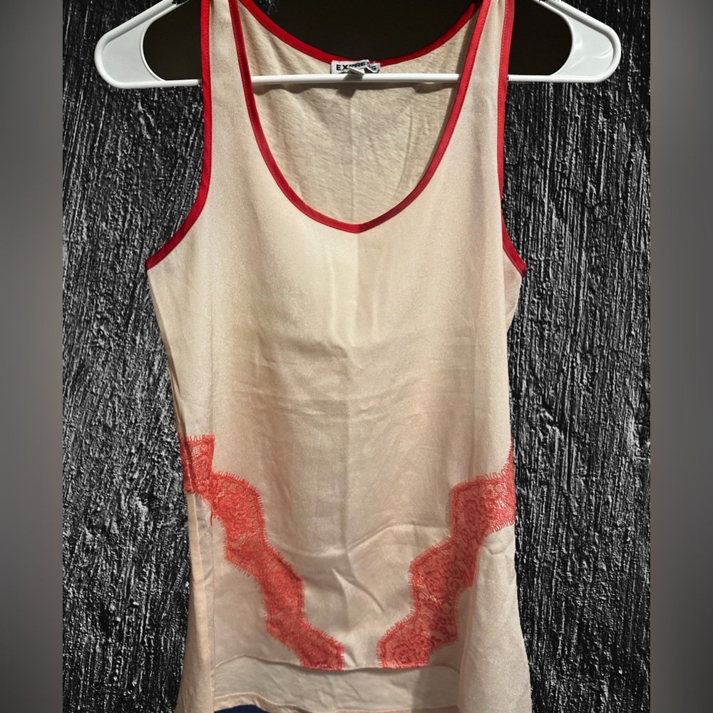 Express Sleeveless Tank with Lace and Hi Lo Hem - Small